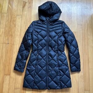 Steve Madden Quilted Hooded Puffer Coat Black Women's Size S